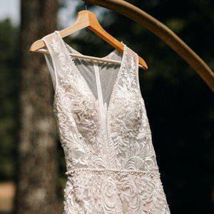 wedding dress with beading and lace detail